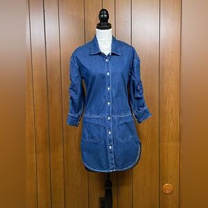 Burberry Button Down Denim High-Low Blue Jean Shirt Dress Size 4